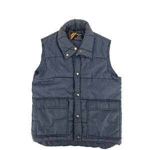 VTG 1970s Outerwear From Sears Men's‎ Blue Nylon Quilted Puffy Vest Size M TALL